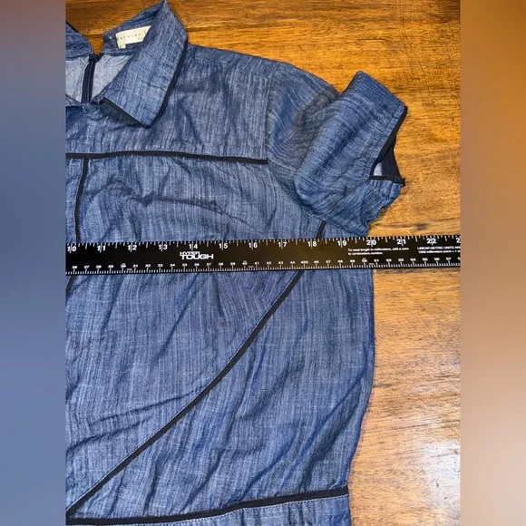 Wayward Fancies eShakti Floral Embroidery Chambray Dress Boho Cottagecore Sz M - Picture 5 of 7